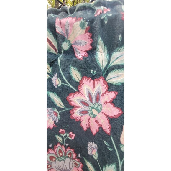 Waverly Duralee Floral Vine English Garden Pattern 1980's Black Pink VTG Curtain - Picture 3 of 16